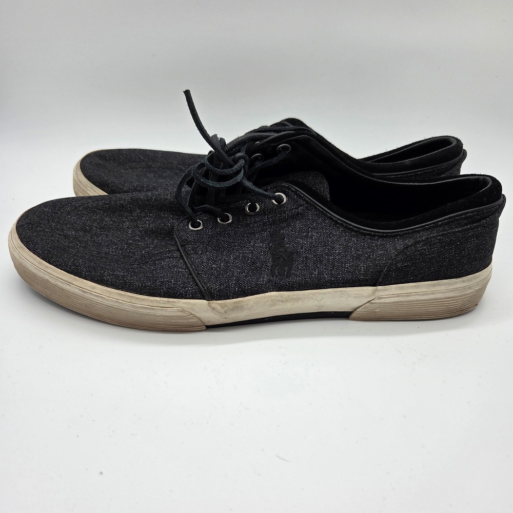 Polo Ralph Lauren Faxon Low Mens 13D Black Heathered Nylon Sneakers